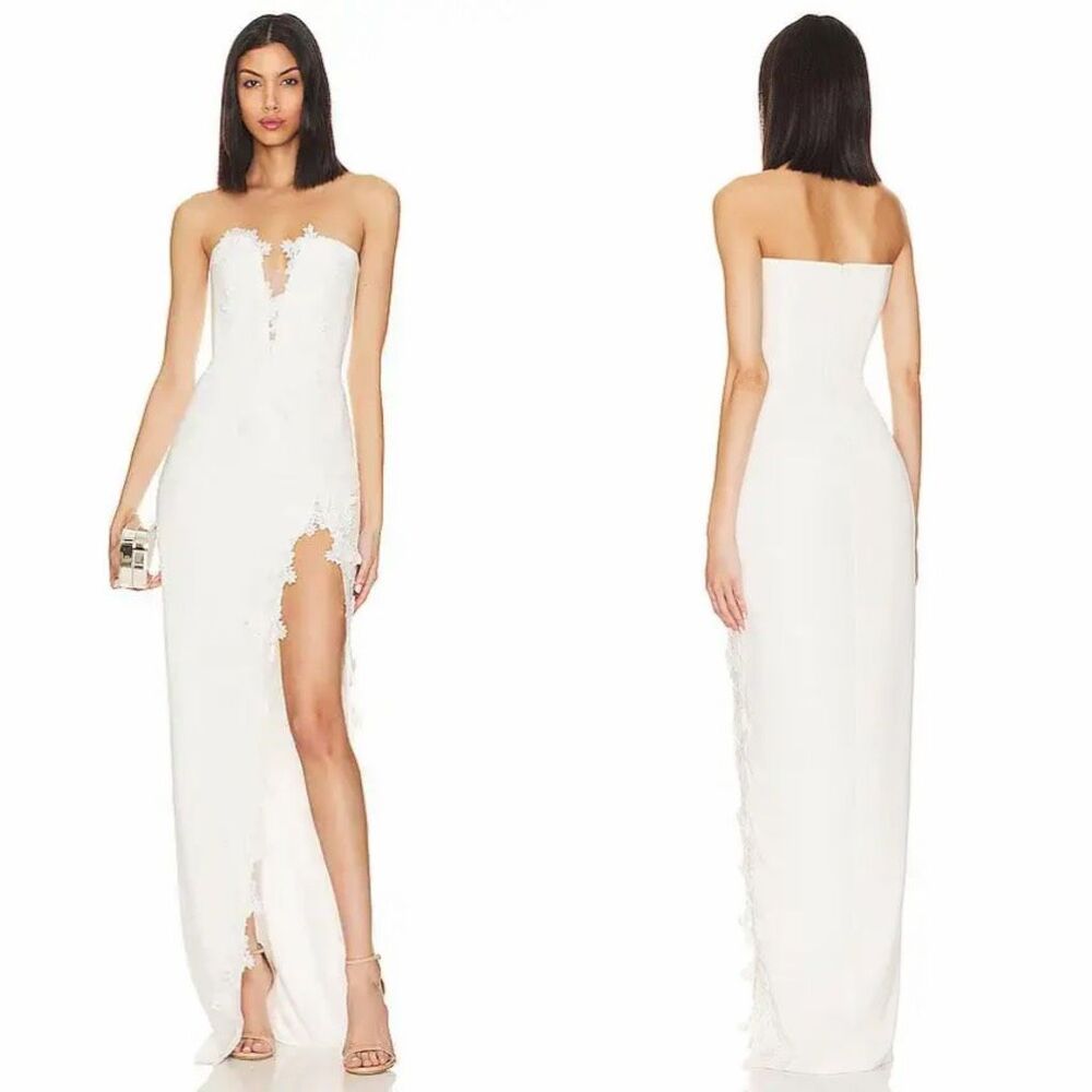 SAU LEE FLORENCE STRAPLESS GOWN IN WHITE SIZE Us 4 $595